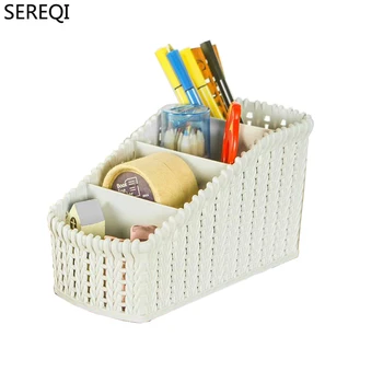 

Imitation rattan series of cosmetics storage box multi-cell sorting box desktop plastic hollow remote control rack