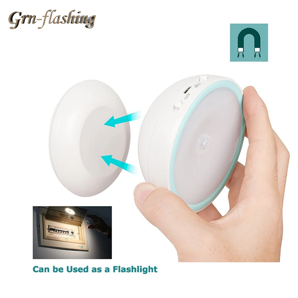 

USB Rechargeable PIR Motion Sensor LED Night Light AAA Battery Powered for Toilet WC Home Kitchen Cabinet Loft Book Table Lamp