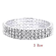 Дамские Фантазии Блестящий 3 Строк Кристалл STRETCH Теннис Браслет-МАНЖЕТА СУПЕР СЕКСИ 2 шт. Серебряный люкс женщины ювелирные изделия