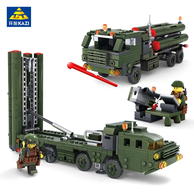 

KAZI 536Pcs Building Blocks Field Army Series Missile Launcher Military Bricks Action Figures Educational Toys For Children