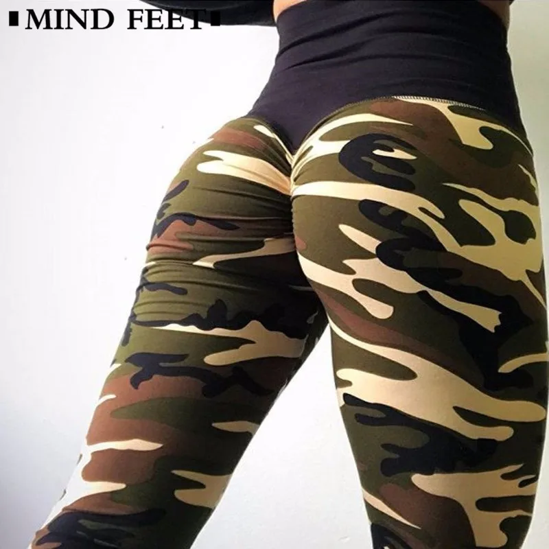 

MIND FEET High Waist Woman Leggings Camouflage Lift Hip Skinny Stretch Printing Fitness Pants Exercise Women Pants Underpant