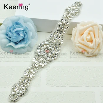 

Keering Fashion Pretty Sparkling Crystal Rhinestone Applique For Bridal Sash WRA-418