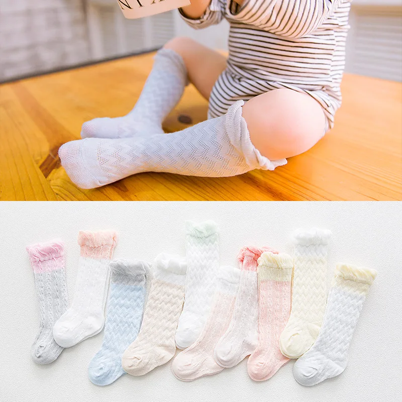 

Fashion Breathable Summer Baby Boys Girls thin mesh Socks 5Pairs Knee High bear Kids Infant Children Anti-mosquito Socks