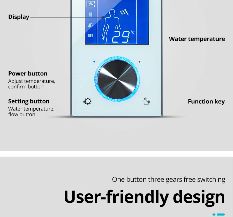 Luxury Thermostat 16 inch Shower System LCD Touch Screen Digital Display Black Large Shower Set 180 Degree Rotating Lower Faucet (11)