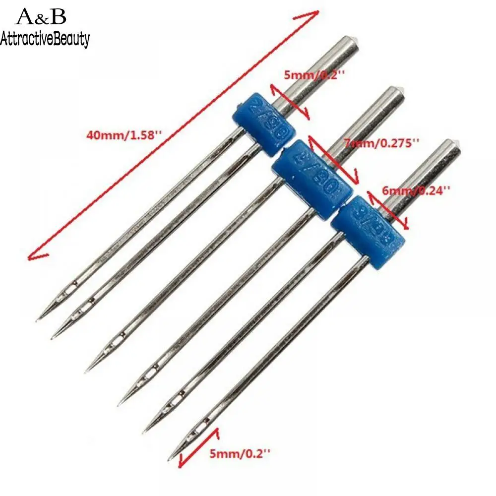 Швейная машина для рукоделия AA7364 двойная 2,0/90 3 шт. 4,0/90 размер иглы для одежды 3,0/90 Декор новые булавки