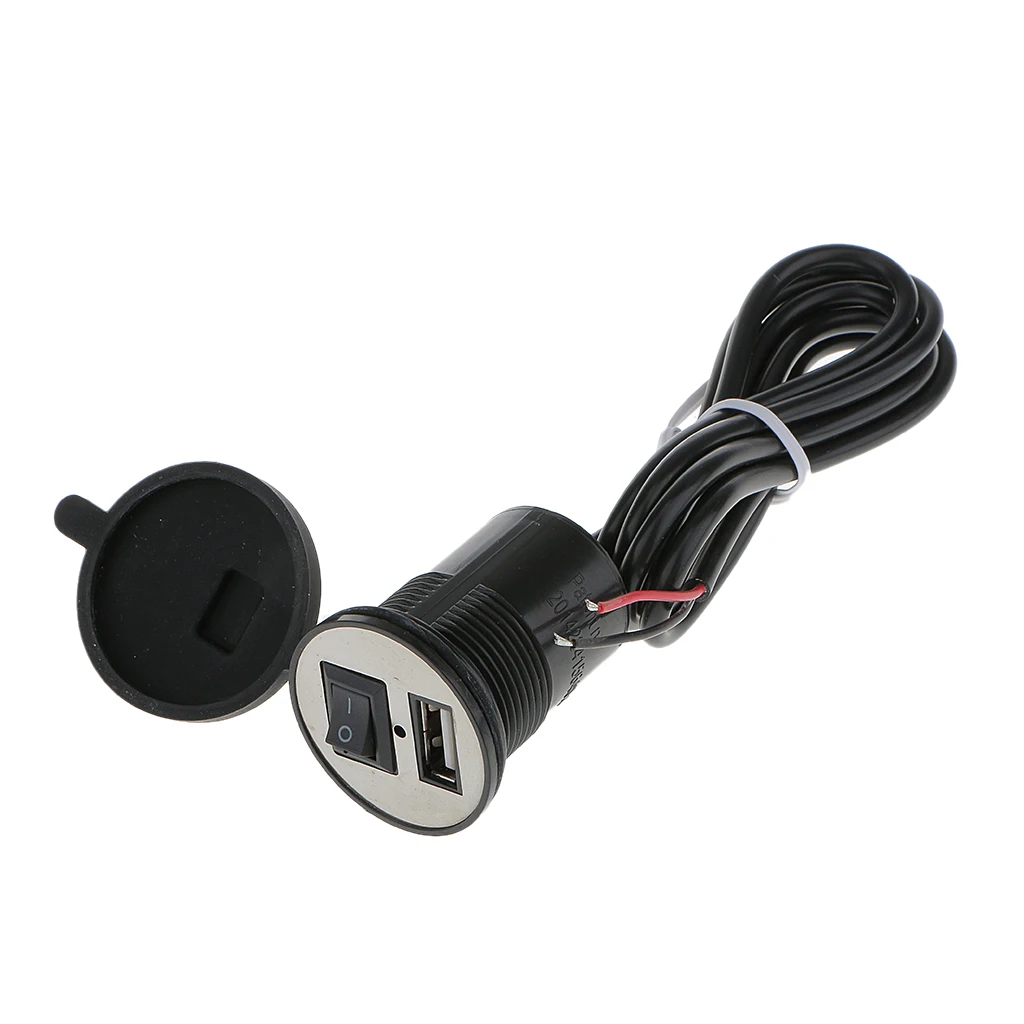 Black USB Charger Socket Motorcycle Usb Power Outlet Motorcycle Handle Bar Clamp Charger 