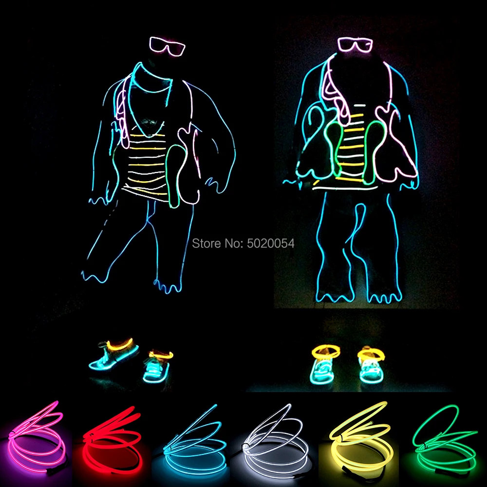 

GZYUCHAO EL New Glowing Performance Costume Hip Hop Dance Light Up Costume Led Luminous Clothing EL Wire Clothes
