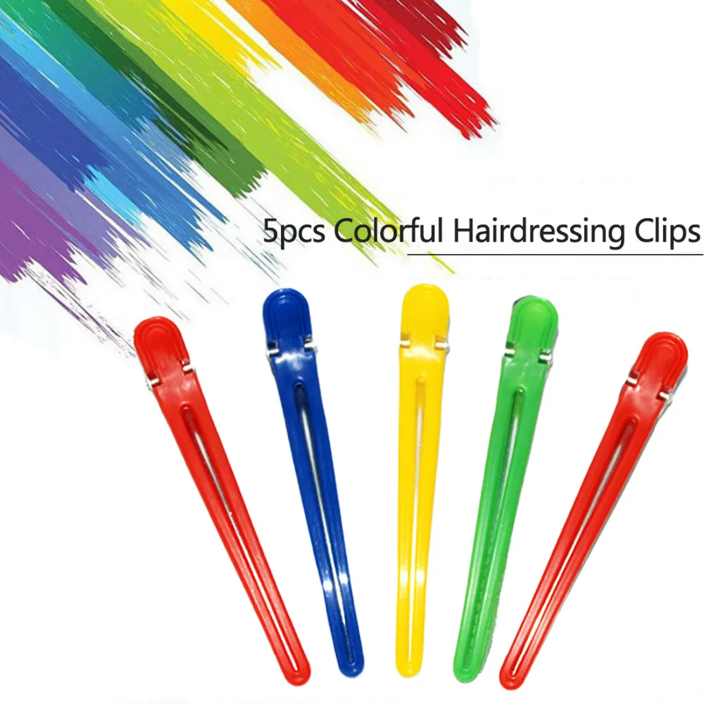 5pcs Colorful Hairdressing Salon Sectioning Hair Clip Hairdresser Accessories Hairdressing Clamps Hair Styling Grip Random Color