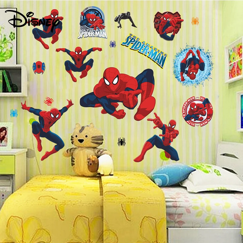 Disney Spiderman Living Room Background Sticker Kids Room Bedroom Wall Decorative Sticker Waterproof Removable