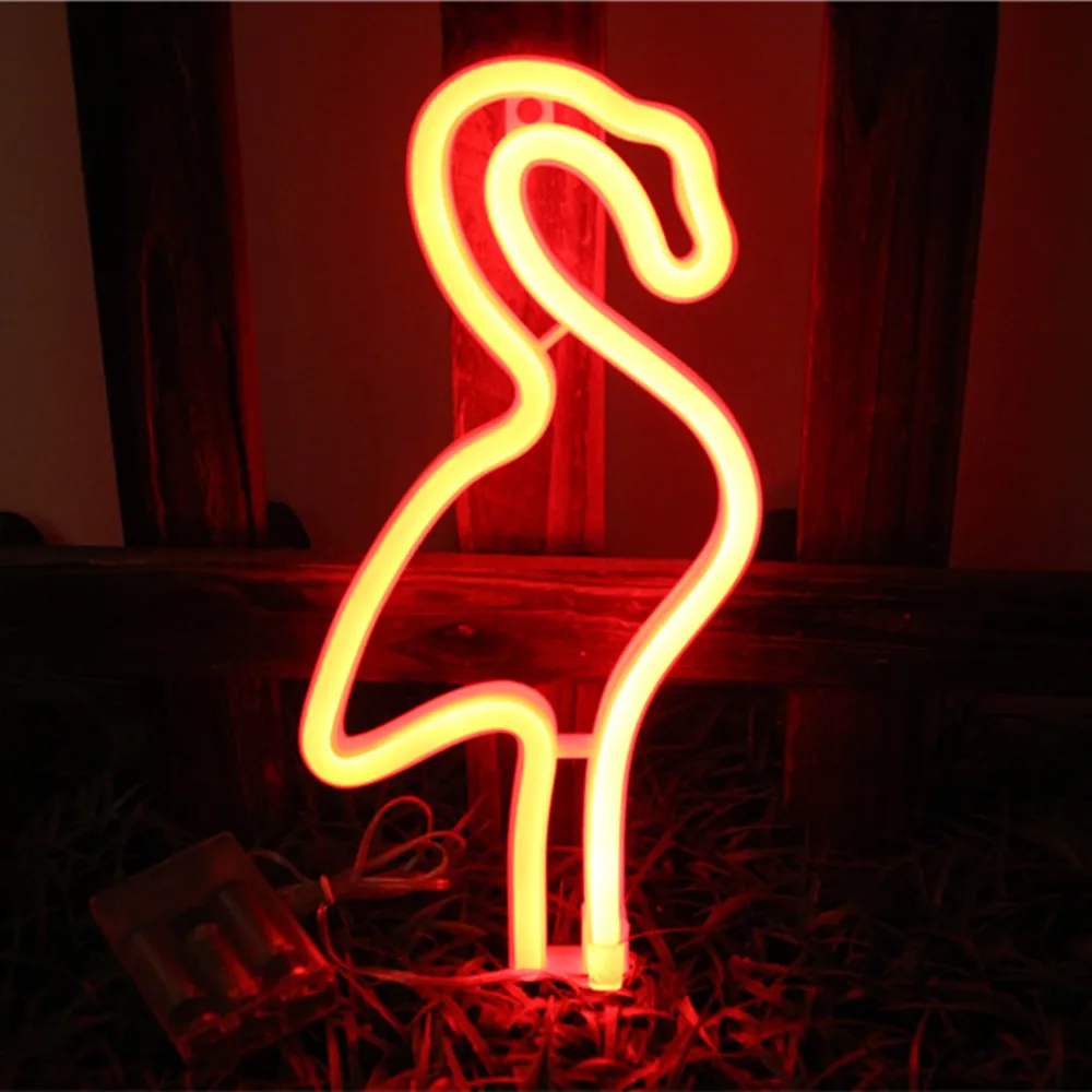 YIYANG AA Battery Powered Flamingo Neon Lamp Pink Led Strip Wall