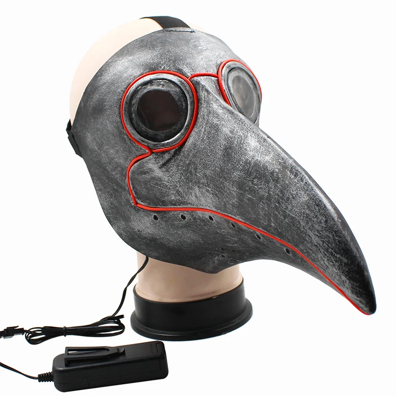 Забавная тушь для ресниц светодиодная маска свет чумной доктор стимпанк Маска Птицы партии косплей костюм Рождество год Хэллоуин маска