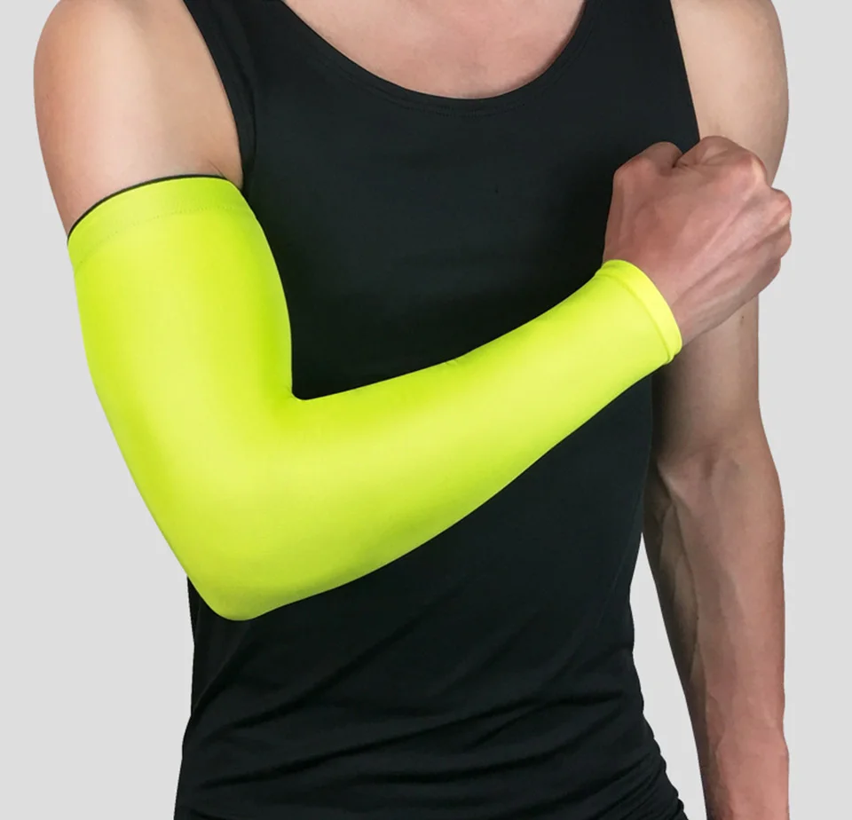 1 шт., баскетбольные нарукавники для рук, быстросохнущие, с защитой от ультрафиолета, для бега, локоть, гетры для рук, локоть для фитнеса, велосипедные подушечки - Цвет: Green