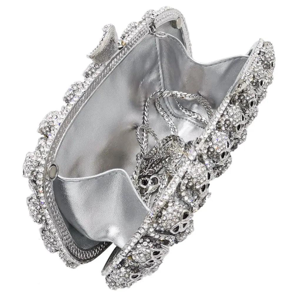 Boutique De FGG клатч с алмазным черепом, женские вечерние сумки, женские сумки и кошельки с кристаллами, Свадебная вечерняя сумочка