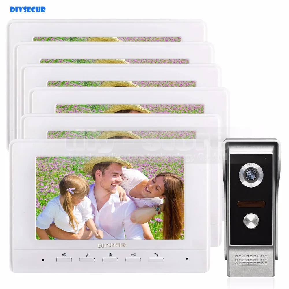 

DIYSECUR 7inch Video Intercom Video Door Phone 700TV Line IR Night Vision Outdoor Camera for Home / Office Security System 1V6