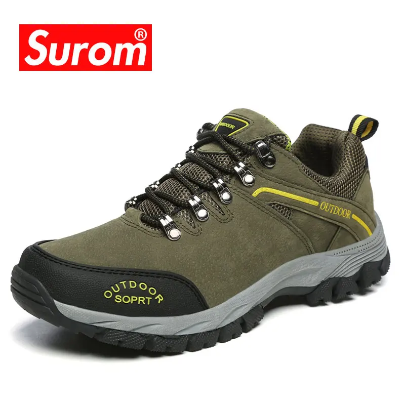 SUROM бренд для мужчин треккинговые ботинки Действие кожа спортивная обувь кружево до удобные уличные прогулки Бег Трекинговые кроссовки