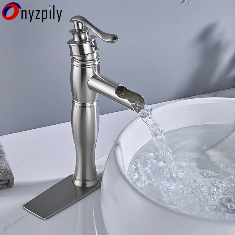 

ORB Bathroom Basin Faucet Single Handle Faucets Nickel ORB Hot and Cold Water Mixer Faucet 2 Available Brushen Nickel