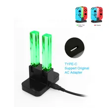 Переключатель светодиодный зарядная док-станция маленькая ручка зарядное сиденье 4 в 1 Подставка для зарядки Колыбель для nintendo Switch 4 джойстики Joy-Con