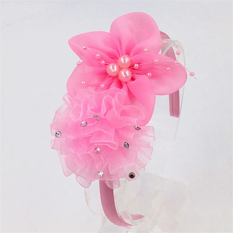 

Fashion cute Hairbands Hair Hoop Lace chiffon pearlite flowers diamond flower Head hoop girl headband Hair hoop Hair Accessories