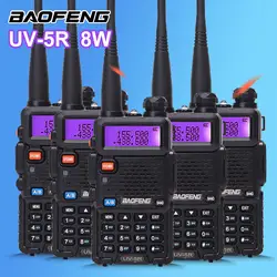 5 шт. BAOFENG UV-5R 8 Вт мощная рация 10 км двухдиапазонный УКВ радио станция HF любительский радиоприемник UV5R ватт Walky