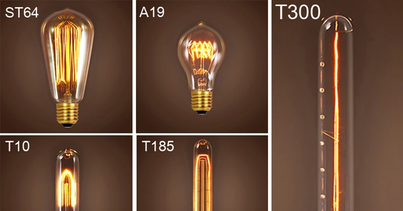 [YGFEEL] Античная Винтаж ретро Edison LED светильник лампы 220 V/110 V E27 40 Вт накаливания Светильник лампы G80 G95 A19 T10 T45 T185 T300 ST64