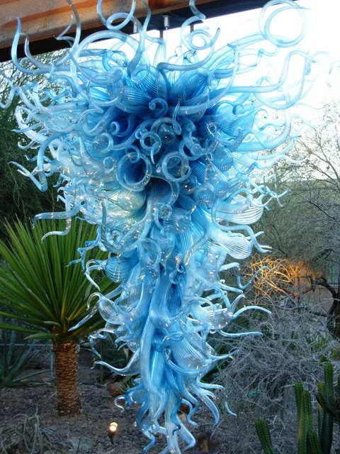 

Modern New Design Blue Colored Blown Glass Chandelier Lighting Home Hotel Indoor Suspention Style Glass Chandelier