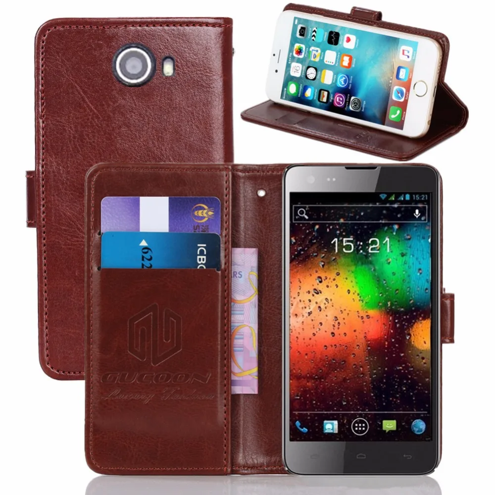 

GUCOON Vintage Wallet Case for Fly IQ456 ERA Life 2 5.0inch PU Leather Retro Flip Cover Magnetic Fashion Cases Kickstand Strap