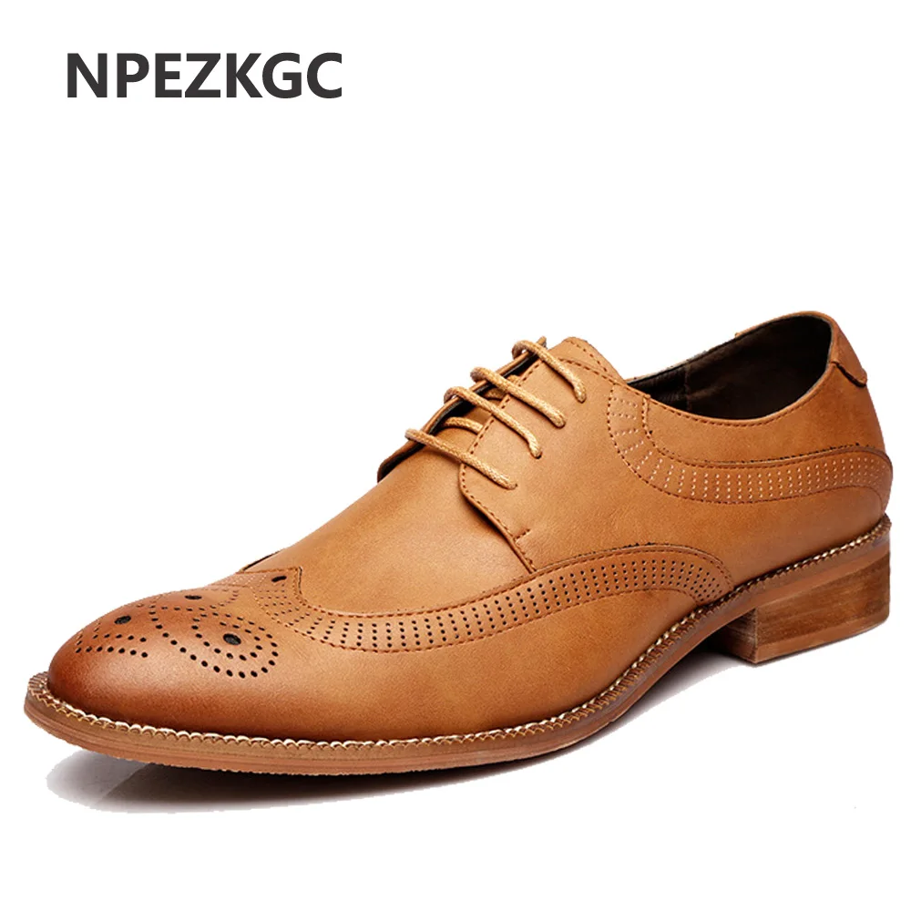 NPEZKGC British Style Brogue Men Formal Shoe Pointed Toe Lace Up Leather Dress Business Shoes Flats Oxford Shoes For Men Oxfords NPEZKGC British Style Brogue Men Formal Shoe Pointed Toe Lace Up Leather Dress Business Shoes Flats Oxford Shoes For Men Oxfords