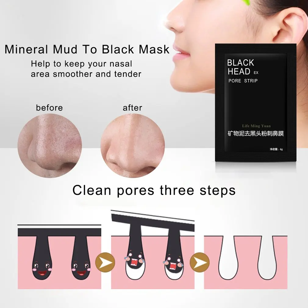 

6g Nose Mineral Mud Nose Blackhead Pore Spots Cleansing Cleaner Removal Membranes Strips Mask Strips