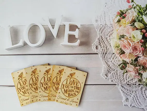 

I Love You to the Moon and Back Wedding Favors, Save the date magnets, Wedding favor magnets