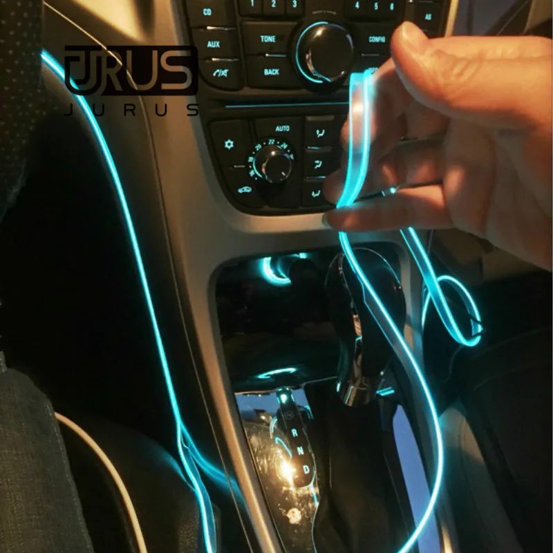 JURUS Universal 2pcs 1m 2m 3meters cold el wire flexible neon car decorate interior light 12v