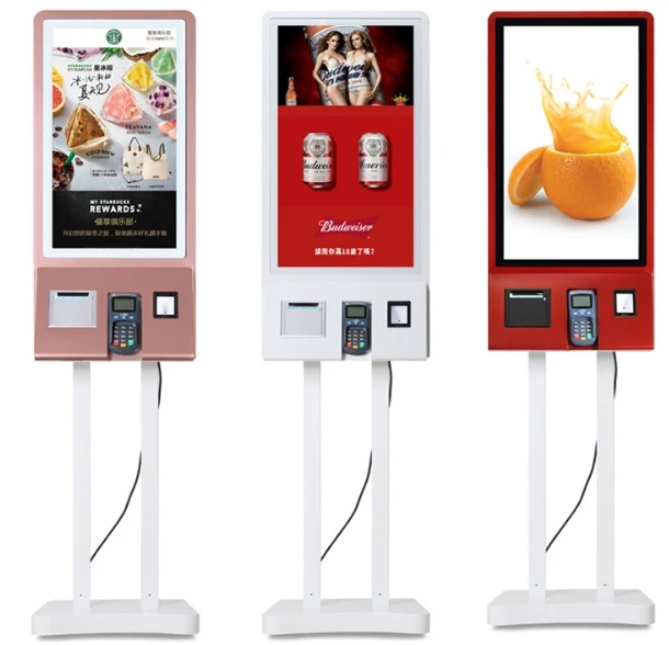 Wireless Remote Control Restaurant Self Service Food Ordering touch interactive terminal kiosk machi