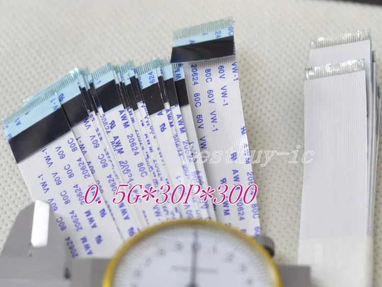 

0.5mm Spacing +300mm Length +30Pin G / Reverse line Soft wire FFC Flexible Flat Cable. 30P*0.5G*300MM