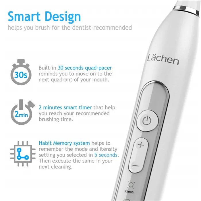 Lyachen T8B Водонепроницаемая электрическая зубная щетка USB перезаряжаемая модернизированная Ультразвуковая электрическая зубная щетка Ультра звуковая зубная щетка