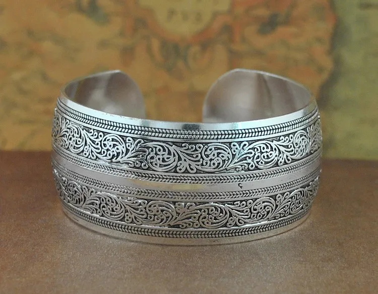 Penguin ski glass cabochon Tibet silver bangle bracelets wholesale 