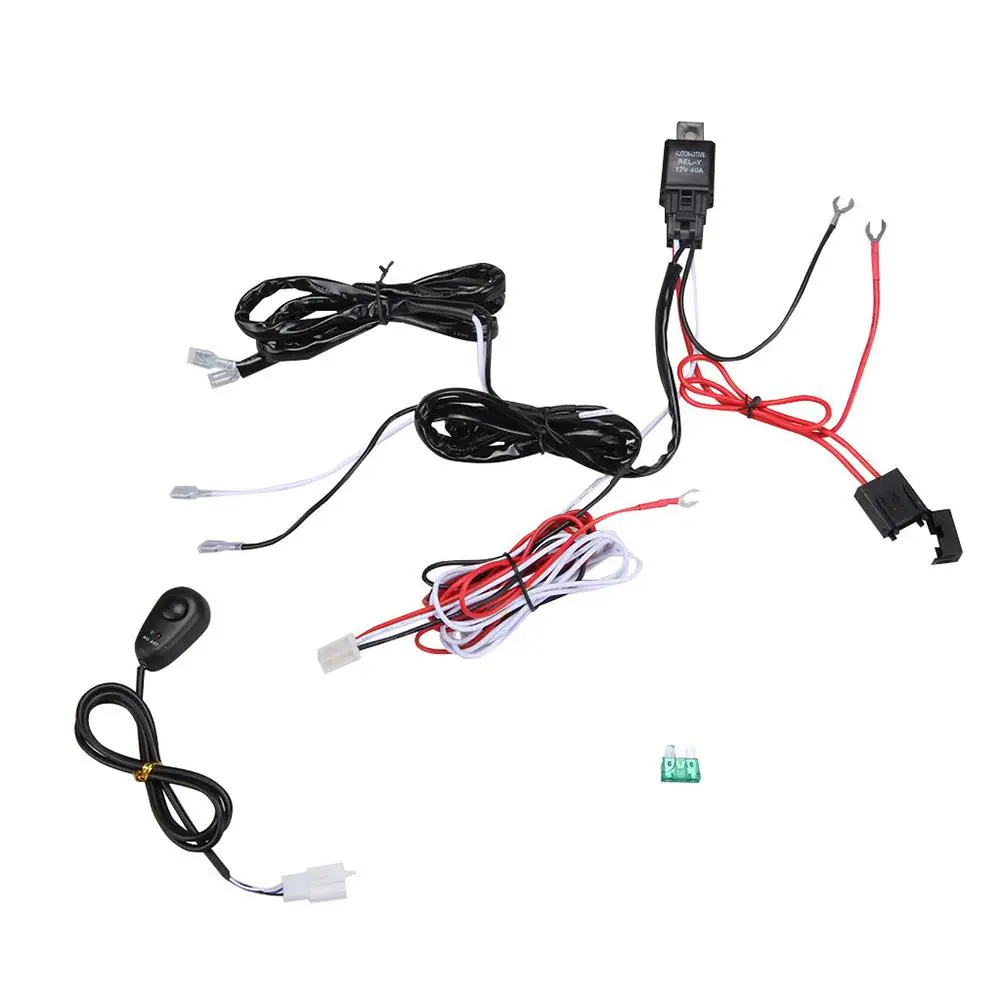Universal 12V 40A Car Fog Light Wiring Harness Kit Loom For LED Work Driving Light Bar With Fuse And Relay Switch-in Cables, Adapters & Sockets from ...