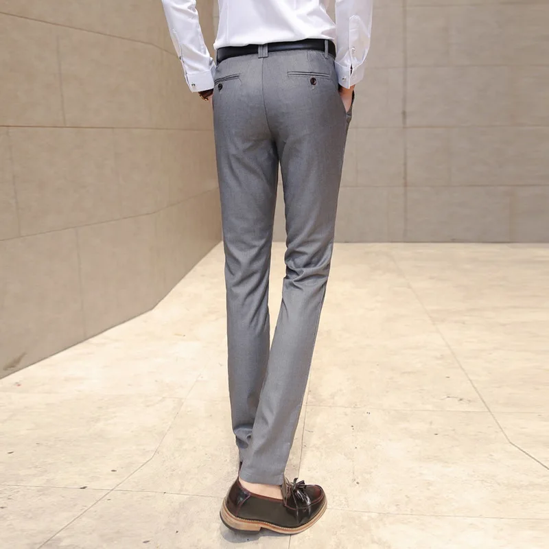 OEAK для мужчин's прямые повседневные брюки длинные брюки морщин-свободный костюм брюки для девочек середины талии calsas masculina