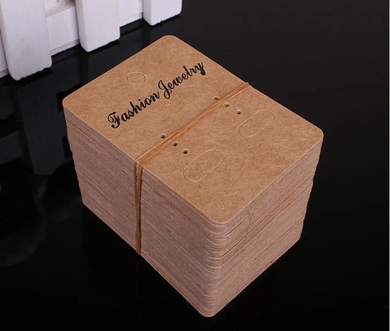 

100Pcs 5X6.7cm Blank Kraft Paper Earring Cards Hang Tag Jewelry Display Ear Stud Cards Favor Label Tag Love Jewelry Cards
