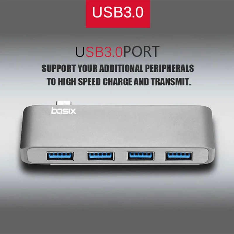 Basix Тип C концентратор мульти Otg Usb3.0 4 порта type-c адаптер Usb3.1 Тип c сплиттер USB3.0 интерфейс для MacBook Pro Usb c концентратор