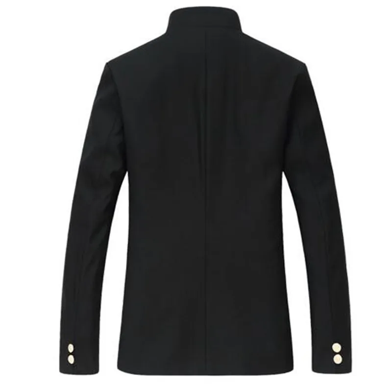 Black Men's Slim Tunic Single-Breasted Blazer: Japanese School Uniform Gakuran College Coat image 3