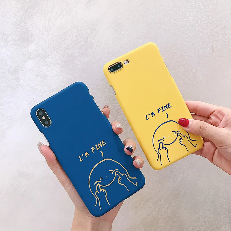 

IPhone Xs Max/Xs/Xr/X/8/8 Plus/7/7 Plus/6 S/6 S Plus/6/6 Plus Phone Case I 'M Fine Letter Concise Frosted Cover Funny Expression