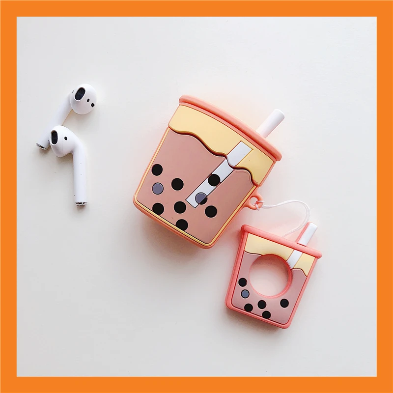 3D Милые Пузырьковые чайные корпусы гарнитурные для Apple Airpods 1/2 Мягкие силиконовые защитные наушники чехол Аксессуары