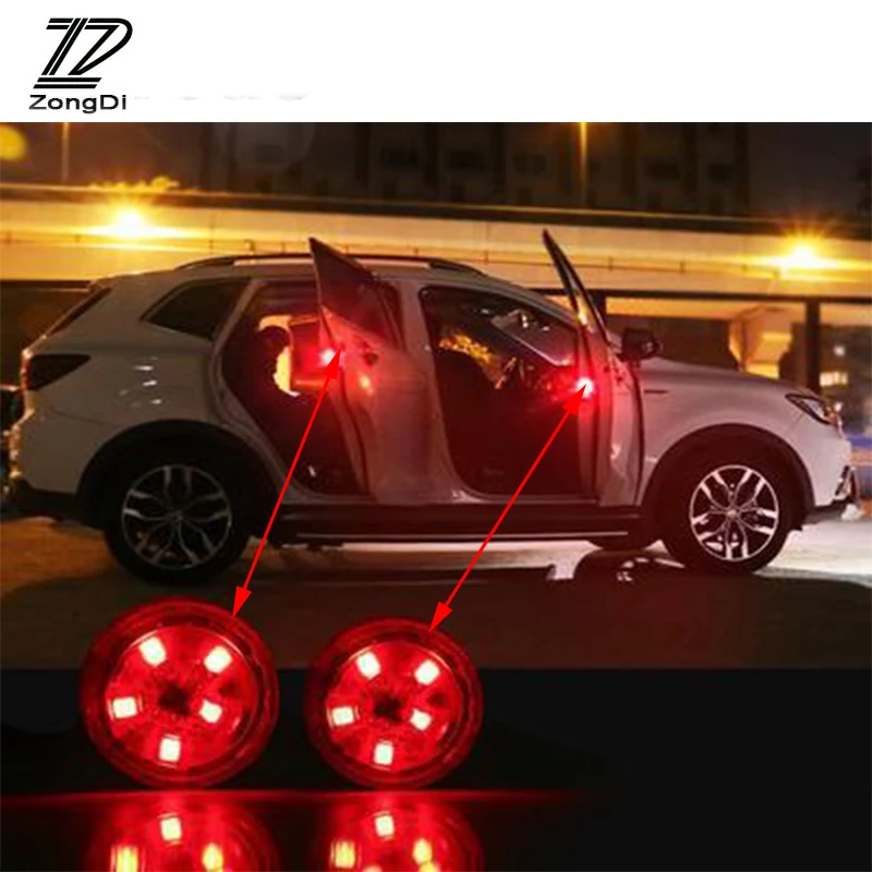 

ZD Car Door Warning Signal Crash Strobe Light5 LED Stickers For Citroen C5 C4 C3 C2 Mini Cooper Opel Astra H G J Vectra C Saab