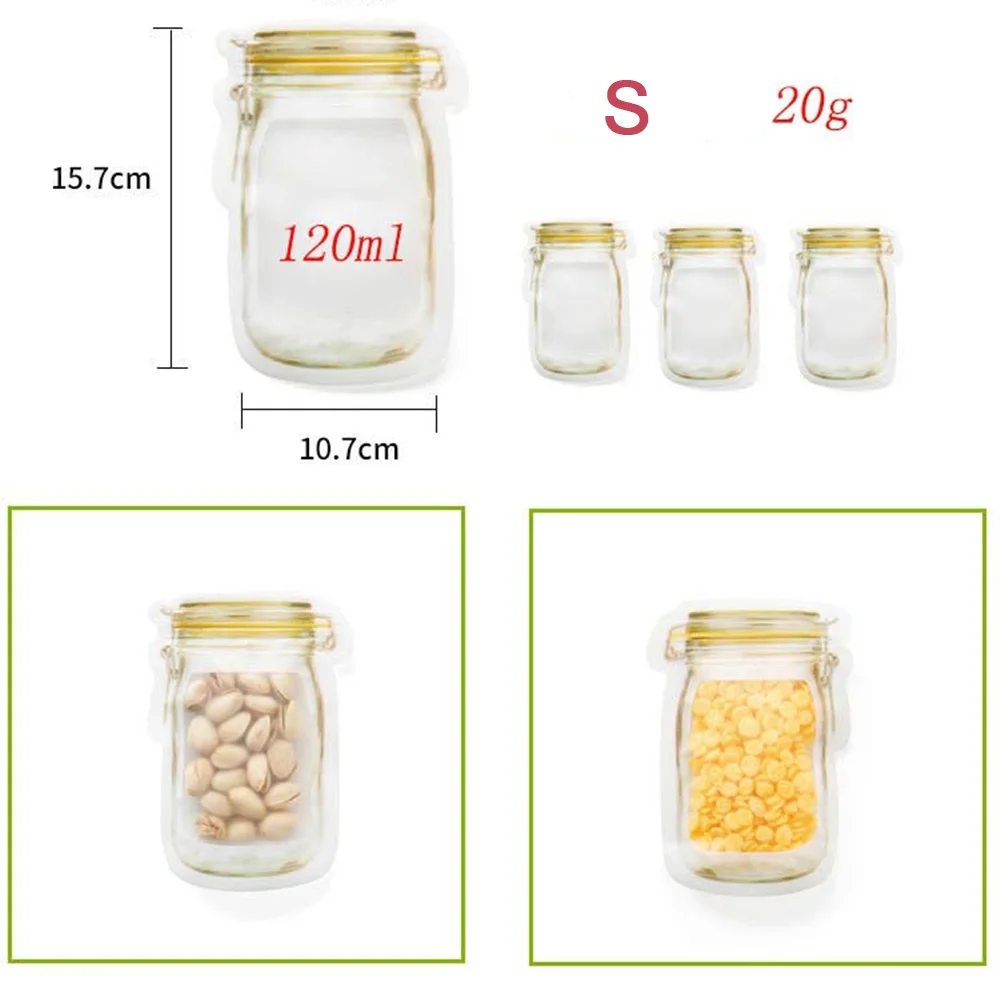 3/4 штук Mason Jar мешки на молнии многоразовый мешок для закусок герметичная еда сэндвич кухонный гаджет - Цвет: SYellow4Pcs
