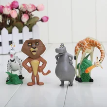 4 pçs madagascar brinquedos modelo bonecas animal zoológico leão zebra girafa anime coleção figuras crianças brinquedos bolo toppers