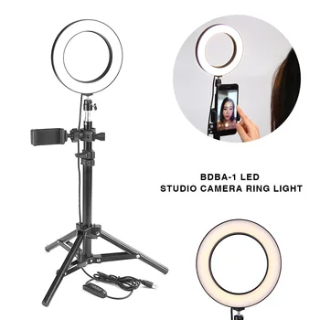 

Onefire 16cm Phone Camera Ring Light with Tripod Stand Selfie LED Photographic Studio Camera Ring Light 3200-5500K USB Cable