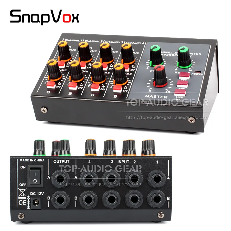 

8 Channels Mono 4 Stereo Audio Mixer Sound Desk Microphone 6.3 3.5 mm AUX Line In Hub Combiner Studio Recording Mixing Console