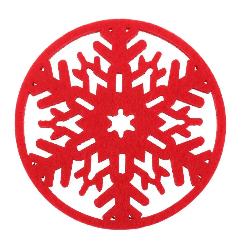 

1 Pcs Merry Christmas Snowflakes Cup Mat Christmas Decorations Dinner Party Dish Tray Pad for Home Decor