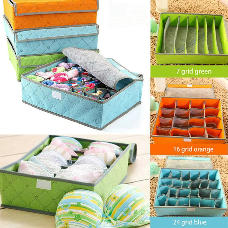 

Foldable Closet Drawer Organizer Divider Storage Box For Underwear Bra 3pcs Multi-size Bra Storage Box Non-woven For Scarfs Sock