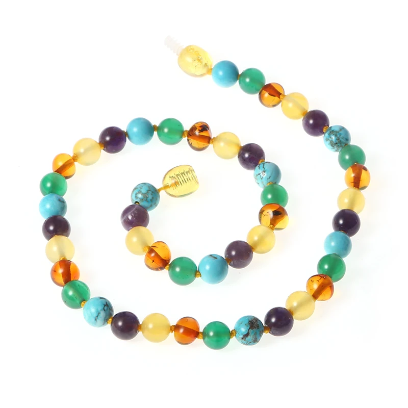 Online HAOHUPO 16 Gaya Amber Baltik Amber Gelang untuk Bayi Tumbuh Gigi Kalung untuk Bayi Ibu Wanita Amber dengan Batu Permata Alami Pemasok