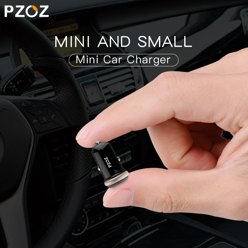PZOZ USB شاحن سيارة سريعة تهمة 3.1a المزدوج سيارة-شاحن سيارة ميني التصميم 2 ميناء Usb سريع للجوال الهاتف في سيارة